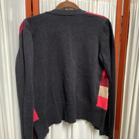 CAbi Color Block Argyle Stripe Cardigan Sweater Style 171 Women's Medium - Picture 5 of 8